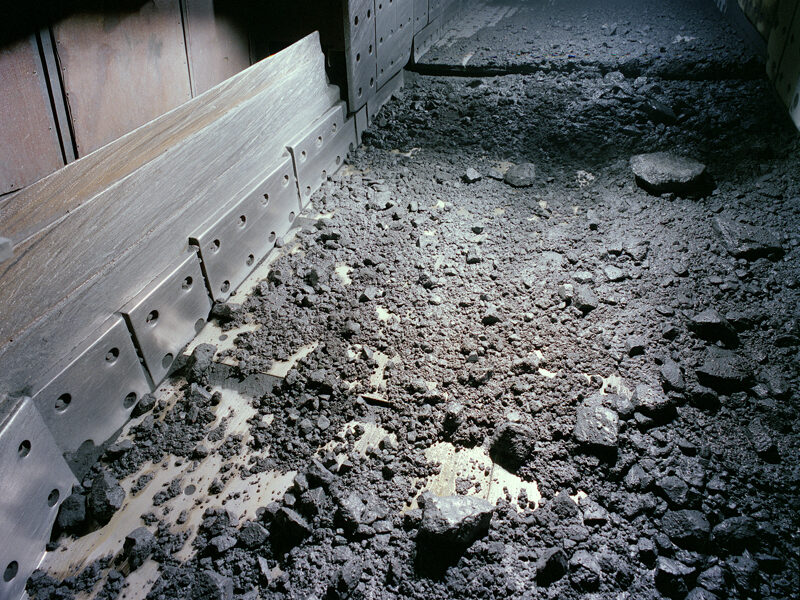 A mining chute with material on it