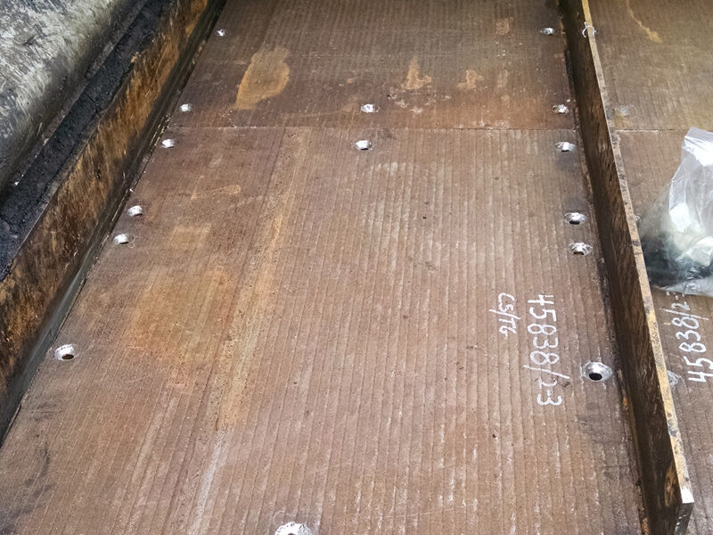 A floor plate in place