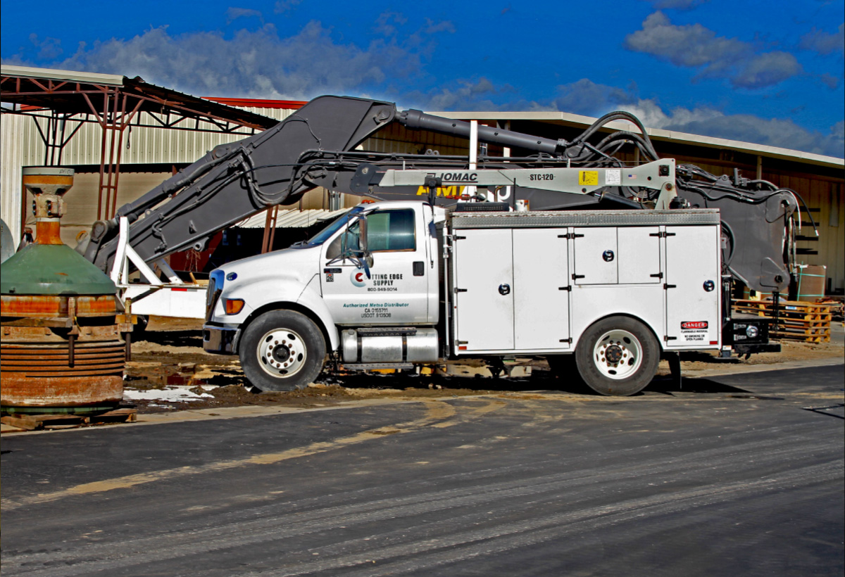 white truck heavy vehicle crew