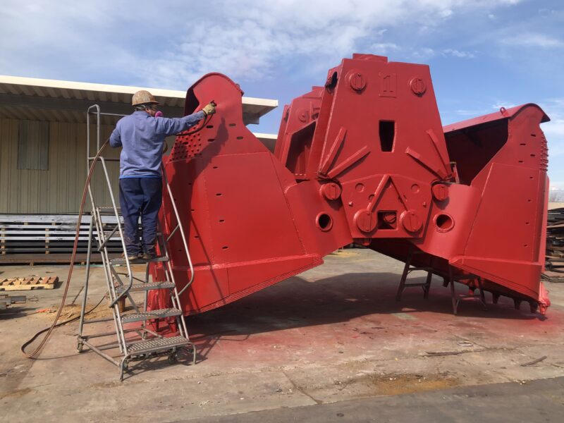 Red bucket being painted
