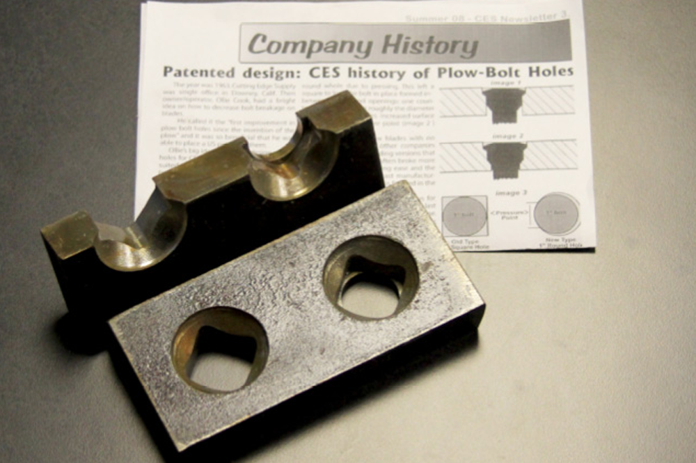 A metal plow-bolt piece